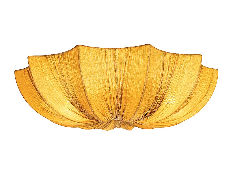 Plafonnier design soie dorée 52 cm 3 lumières - Plu