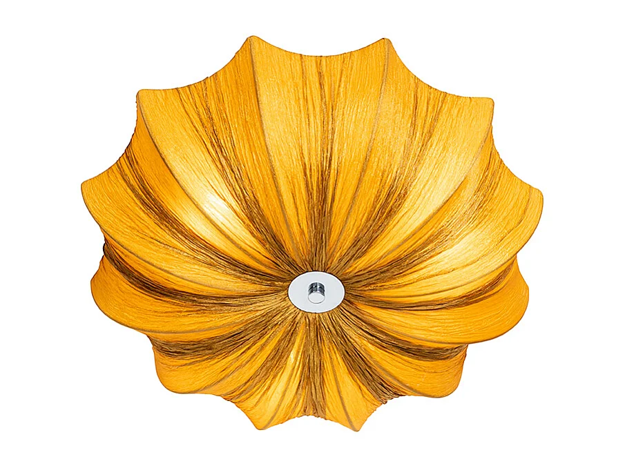 Plafonnier design soie dorée 52 cm 3 lumières - Plu