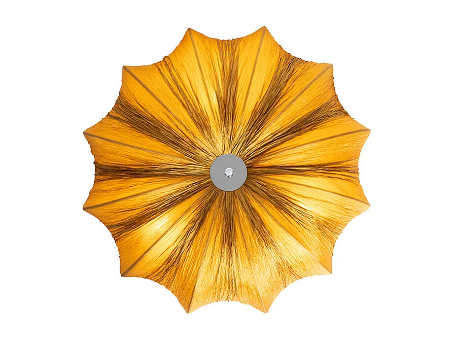 Plafonnier design soie dorée 52 cm 3 lumières - Plu