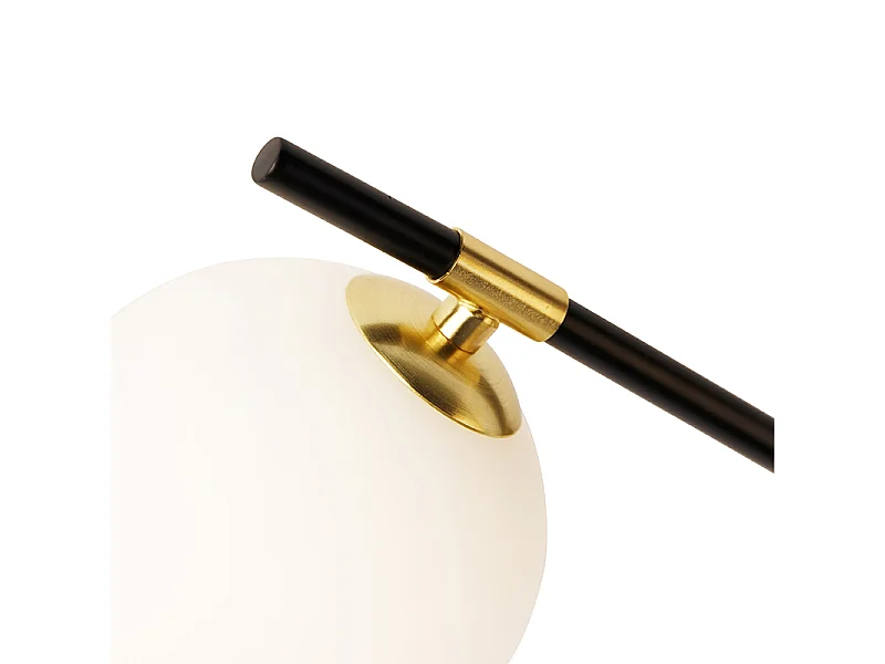 Plafonnier noir avec or et verre opale 6 lumières - Lynn