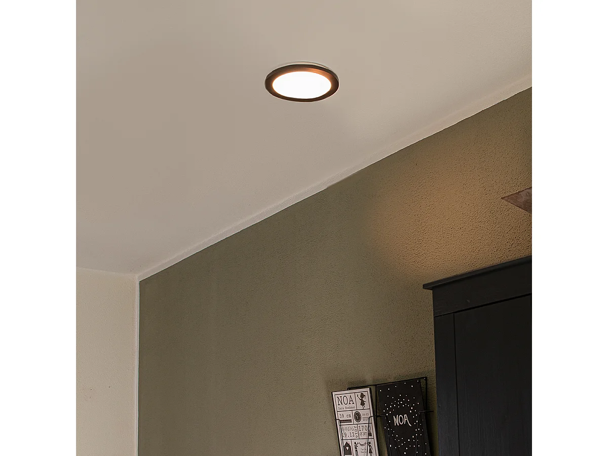Plafonnier noir 22,5 cm avec LED dimmable en 3 étapes IP44 - Steve