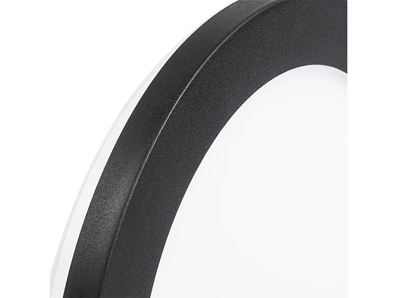Plafonnier noir 22,5 cm avec LED dimmable en 3 étapes IP44 - Steve