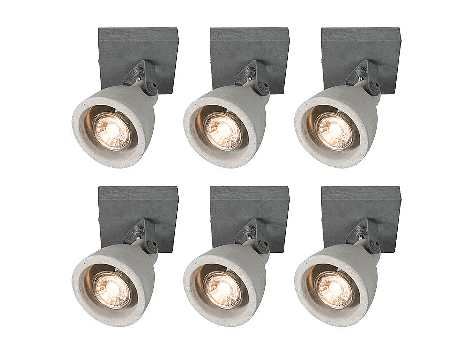Lot de 6 spots industriels béton gris 1 lumière - Creto