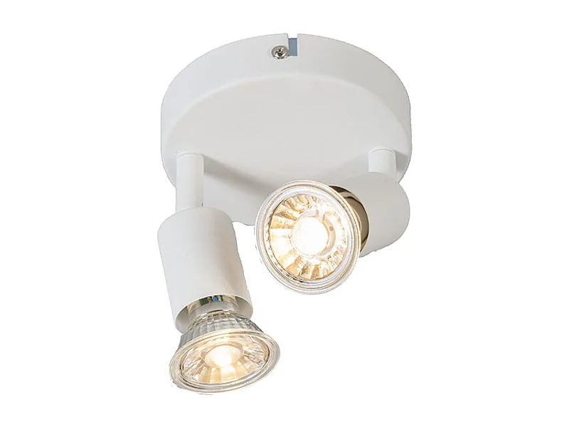 Spot moderne blanc inclinable rond 2 lumières - Jeany