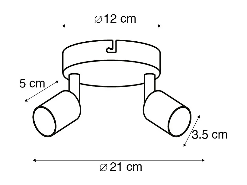 Spot moderne blanc inclinable rond 2 lumières - Jeany