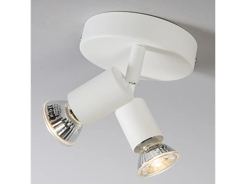 Spot moderne blanc inclinable rond 2 lumières - Jeany