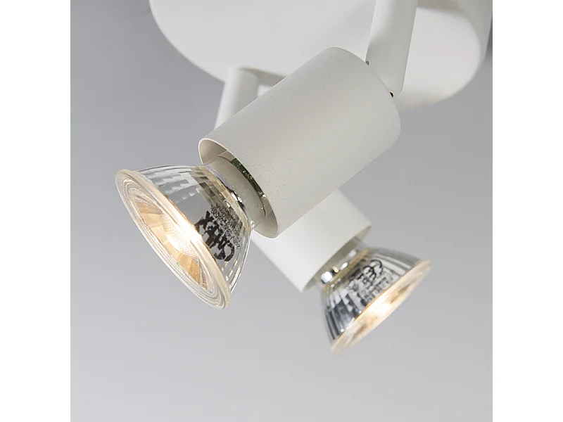 Spot moderne blanc inclinable rond 2 lumières - Jeany