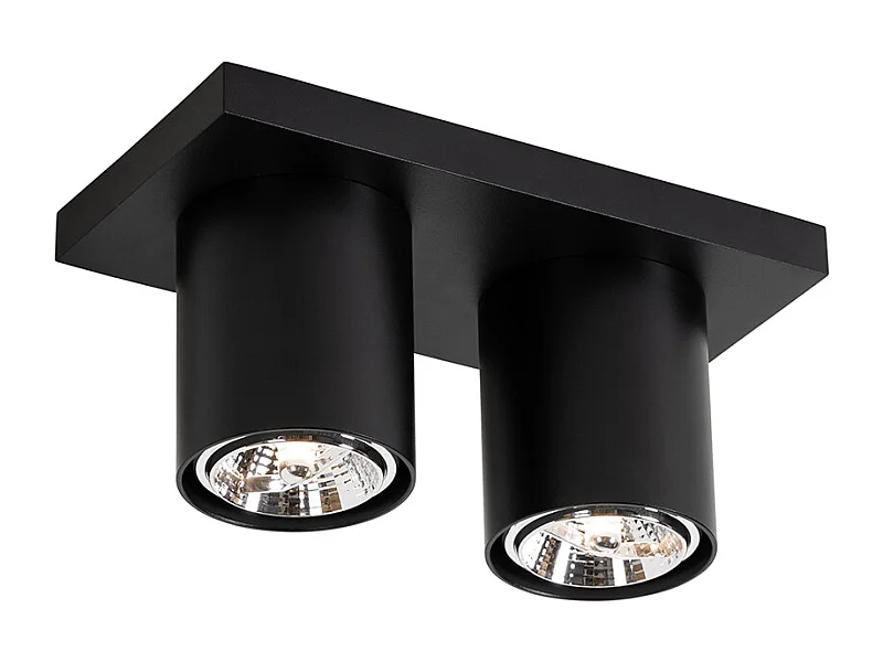 Spot de plafond moderne noir 2 lumières - Tubo