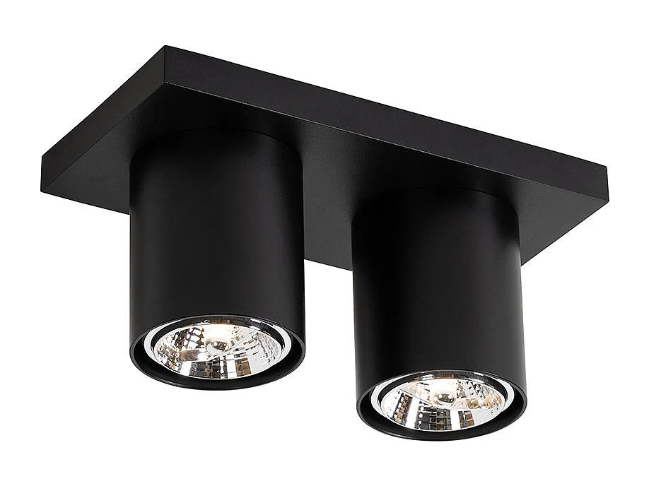 Spot de plafond moderne noir 2 lumières - Tubo