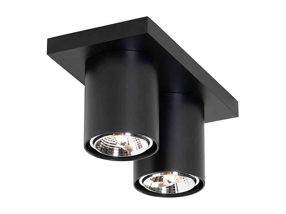 Spot de plafond moderne noir 2 lumières - Tubo