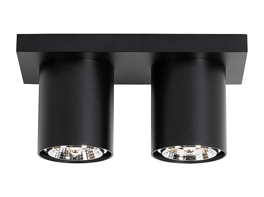 Spot de plafond moderne noir 2 lumières - Tubo