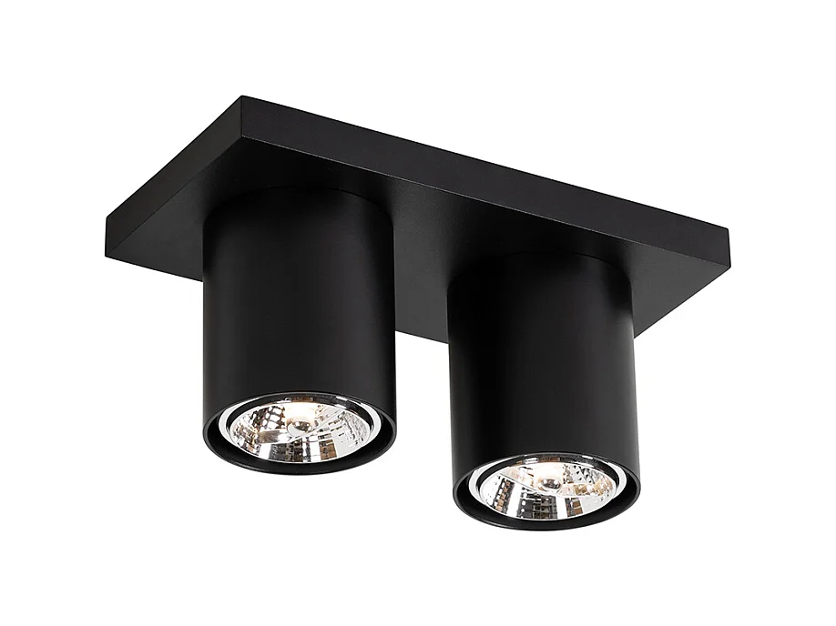 Spot de plafond moderne noir 2 lumières - Tubo