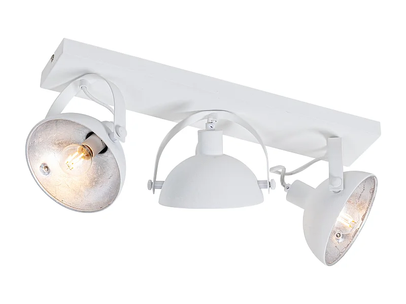 Plafonnier industriel blanc avec argent 3 lumières réglables - Magnax