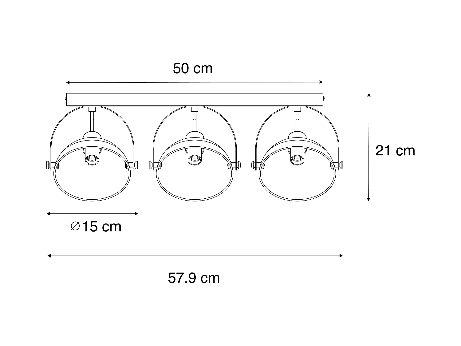 Plafonnier industriel blanc argent 3 lumières orientable - Magnax