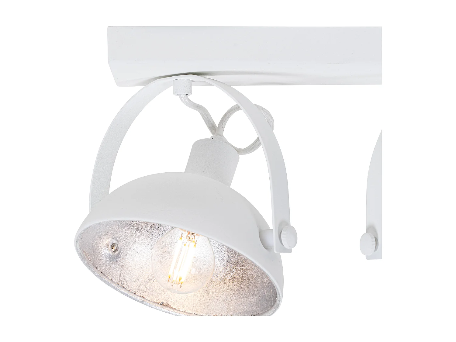 Plafonnier industriel blanc avec argent 3 lumières réglables - Magnax