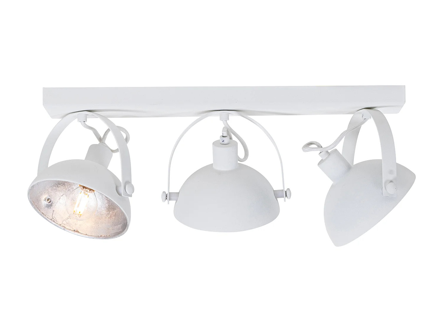 Plafonnier industriel blanc avec argent 3 lumières réglables - Magnax