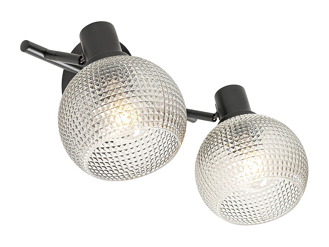 Spot design noir avec verre fumé 2 lumières - Chico