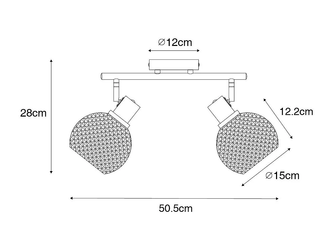 Spot design noir avec verre fumé 2 lumières - Chico