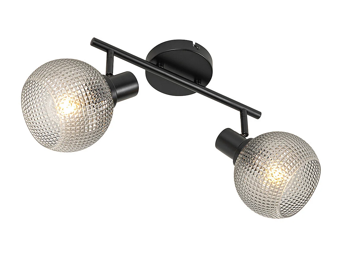 Spot design noir avec verre fumé 2 lumières - Chico