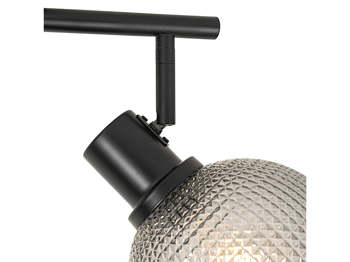 Spot design noir avec verre fumé 2 lumières - Chico