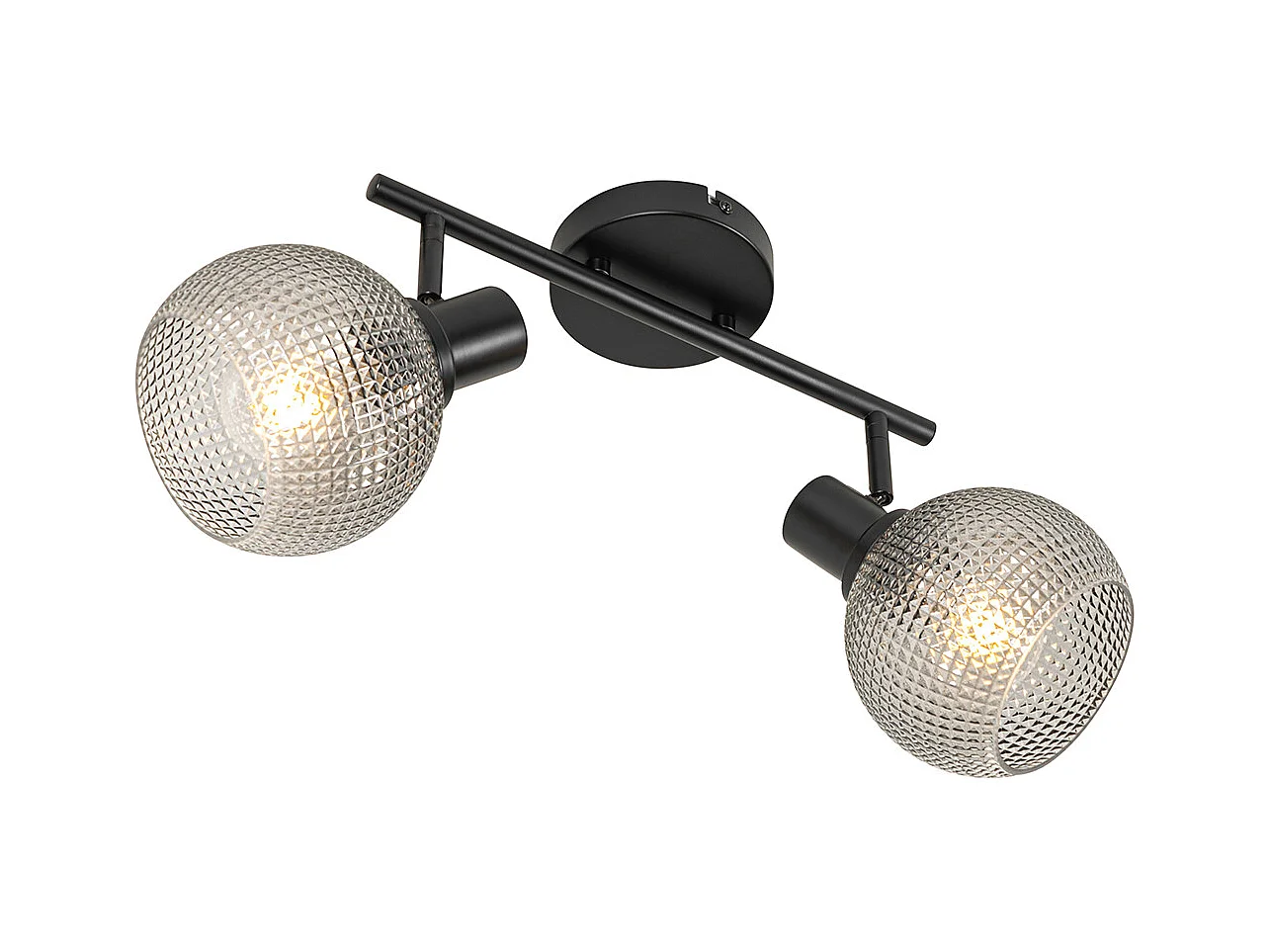 Spot design noir avec verre fumé 2 lumières - Chico