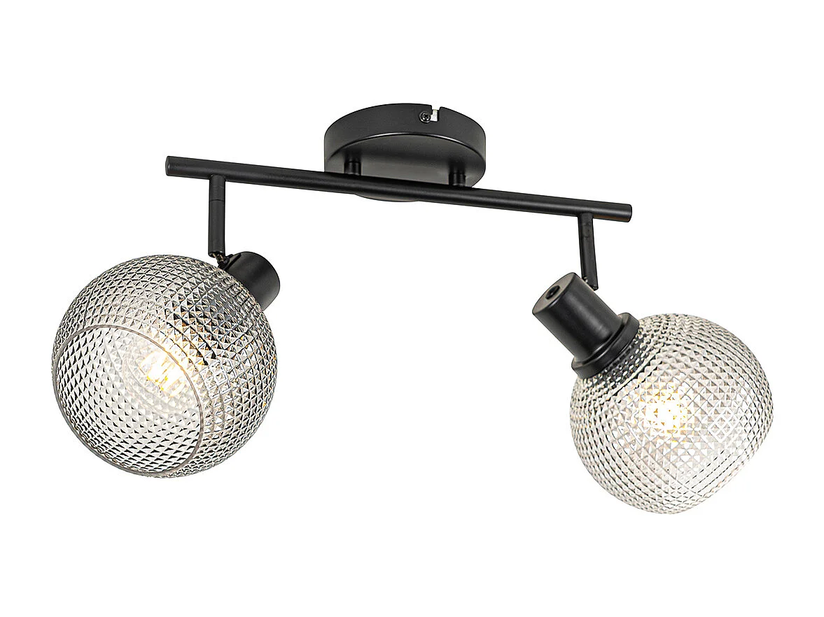 Spot design noir avec verre fumé 2 lumières - Chico