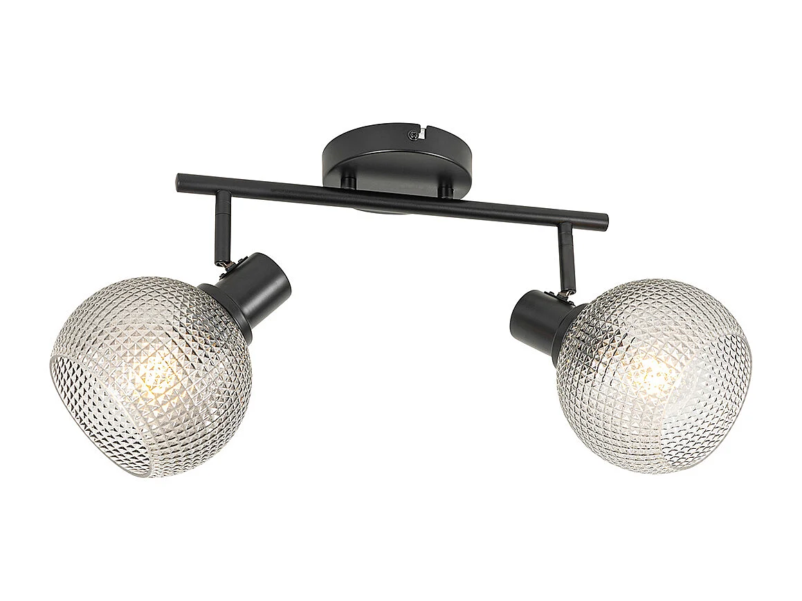 Spot design noir avec verre fumé 2 lumières - Chico