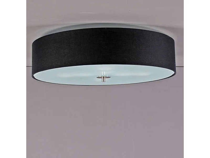 Plafonnier rond rustique noir 50 cm - Drum