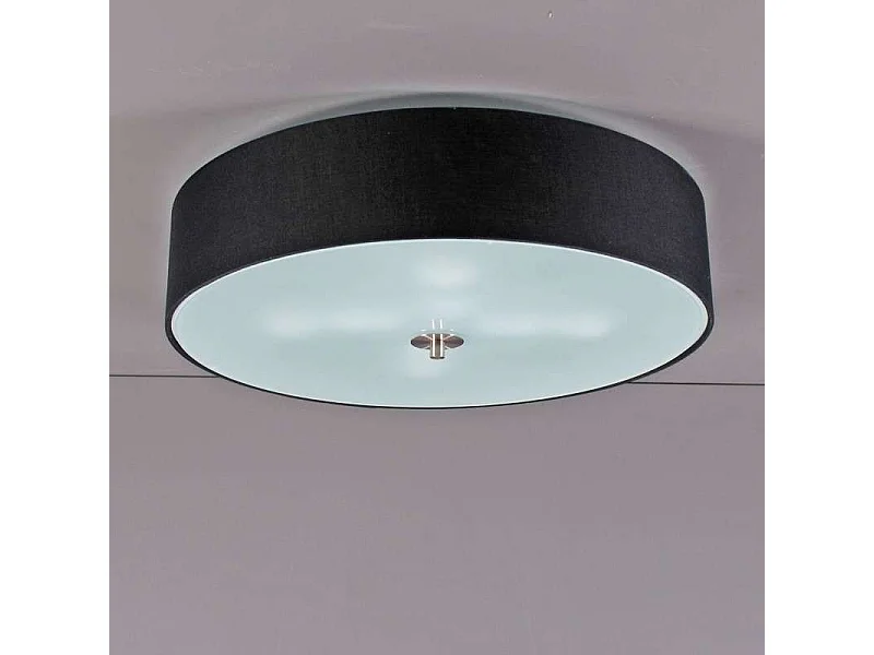 Plafonnier rond rustique noir 50 cm - Drum