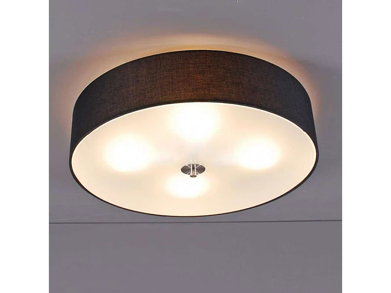 Plafonnier rond rustique noir 50 cm - Drum