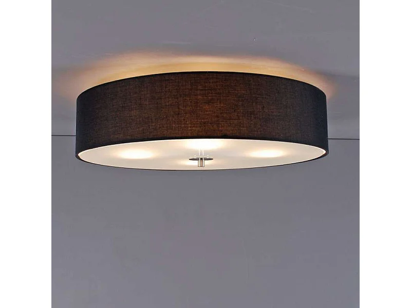 Plafonnier rond rustique noir 50 cm - Drum