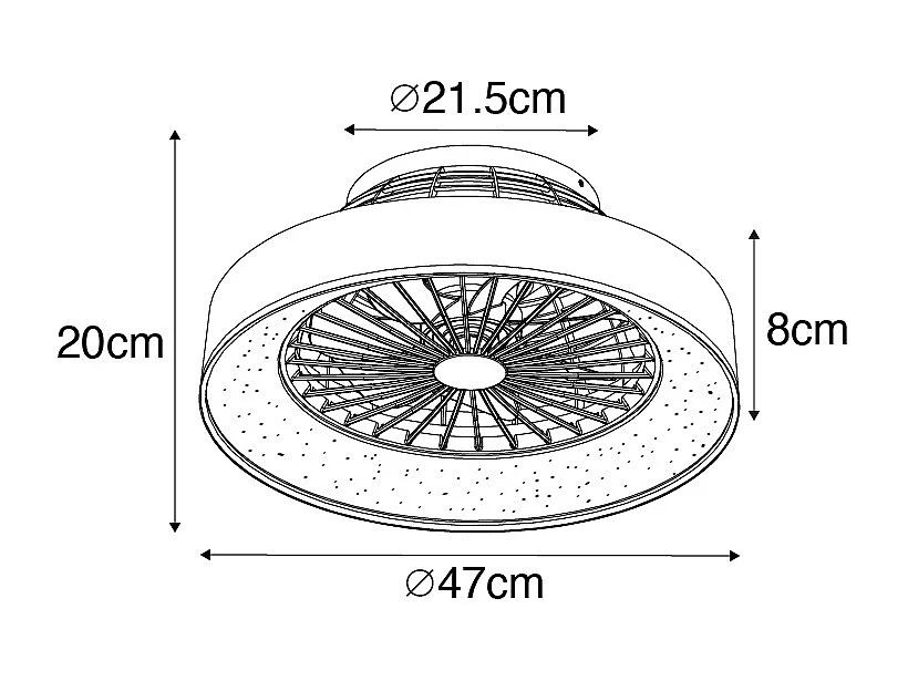 Ventilateur de plafond blanc avec LED avec télécommande - Emily