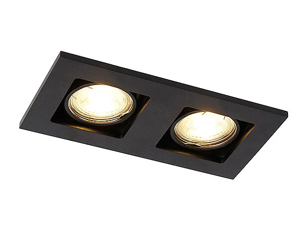 Spot encastré rectangulaire noir 2 lumières - Qure