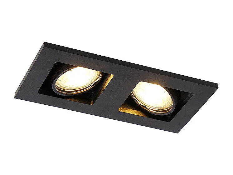 Spot encastré rectangulaire noir 2 lumières - Qure