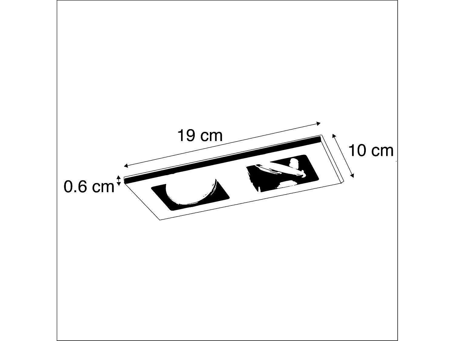 Spot encastré rectangulaire noir 2 lumières - Qure