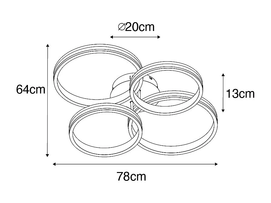 Plafonnier en acier avec LED à intensité variable 3 niveaux 4 lumières - Navara
