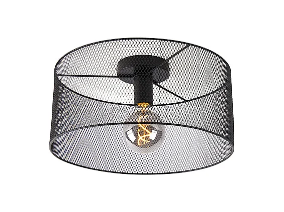 Plafonnier industriel noir - Drum Mesh