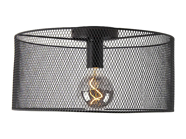 Plafonnier industriel noir - Drum Mesh
