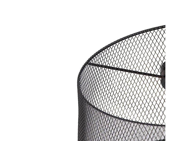 Plafonnier industriel noir - Drum Mesh