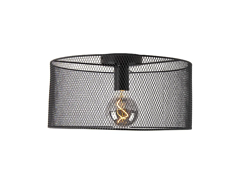 Plafonnier industriel noir - Drum Mesh