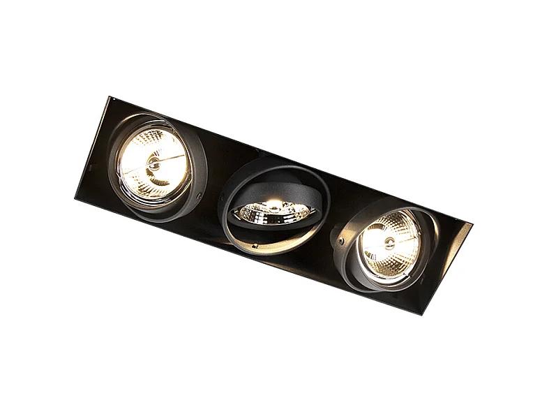 Spot encastré noir GU10 AR70 sans bordure 3 lumières - Oneon