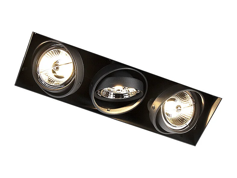 Spot encastré noir GU10 AR70 sans bordure 3 lumières - Oneon
