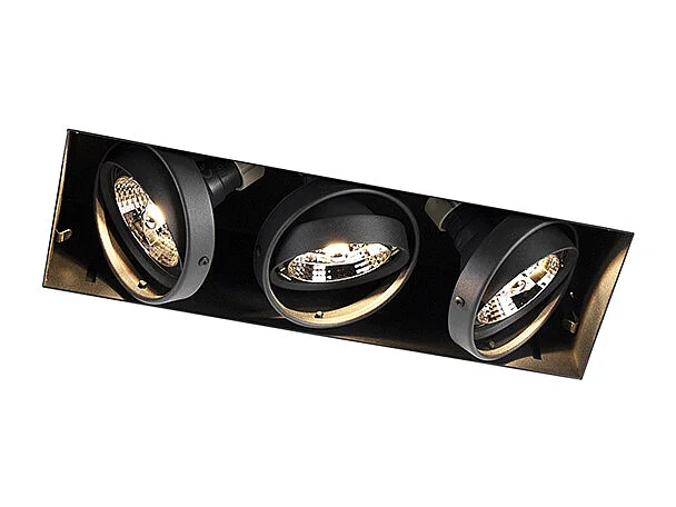 Spot encastré noir GU10 AR70 sans bordure 3 lumières - Oneon