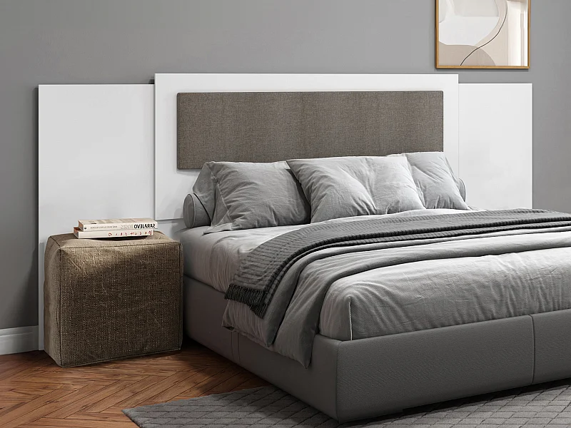 Cabeceira de cama extensível 140/160/180 cm branco e taupe - KYLANA