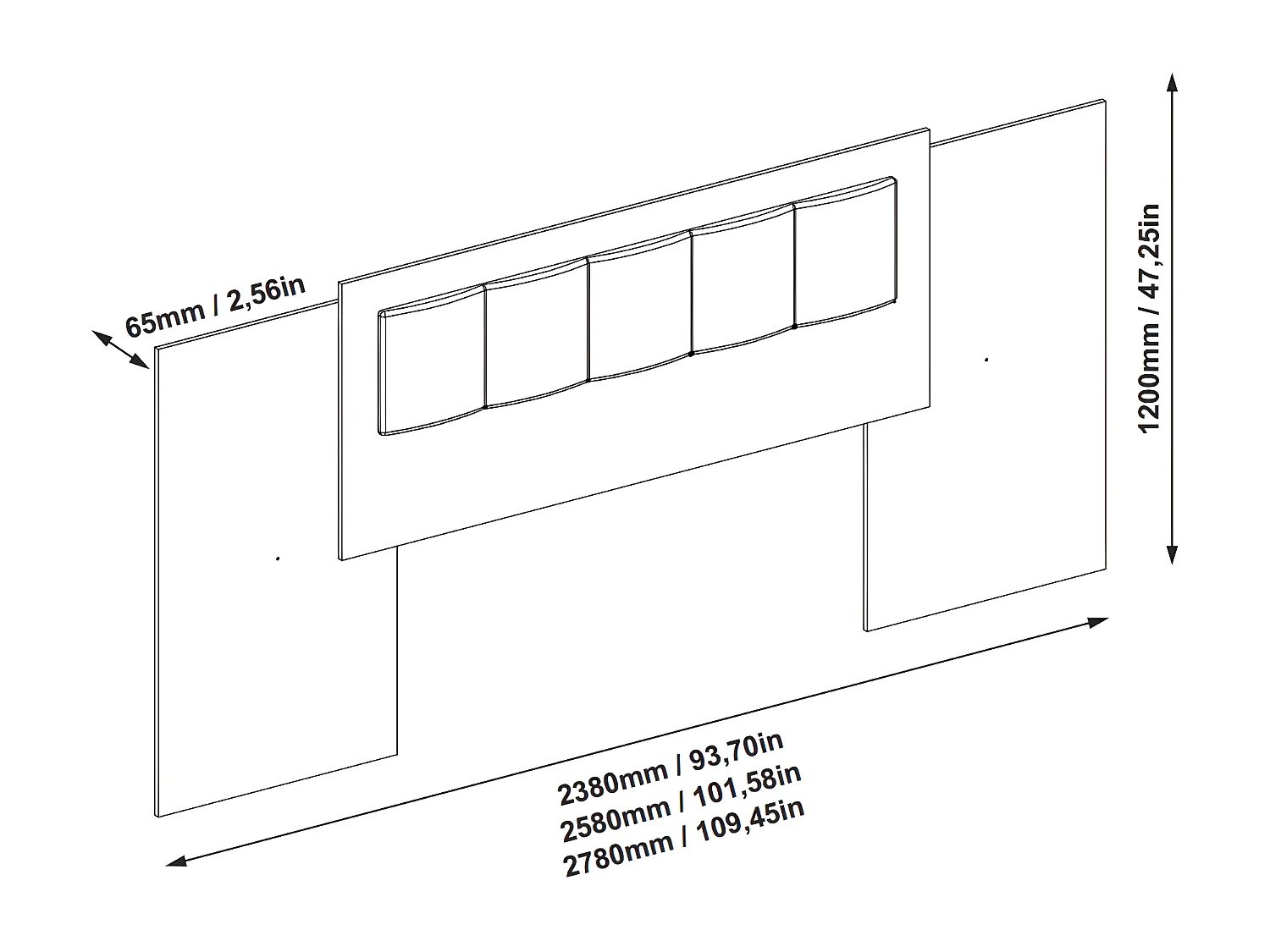 Testata letto allungabile 140/160/180 cm Bianco e Tortora - KYLANA