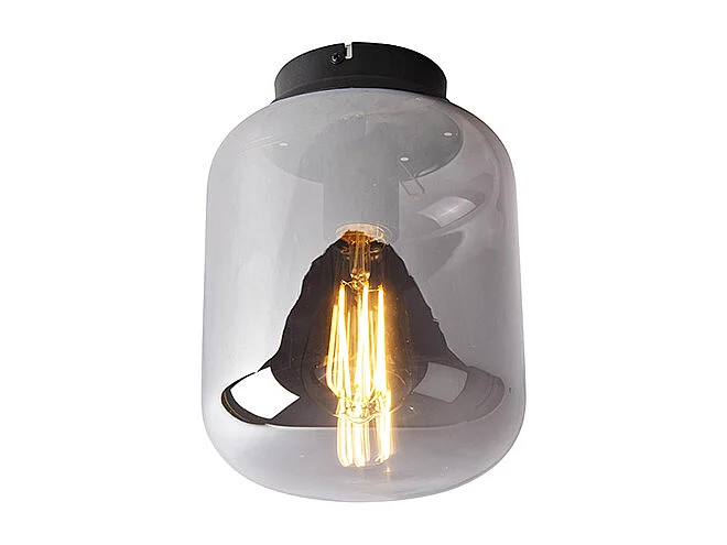 Plafonnier design noir avec verre fumé - Bliss