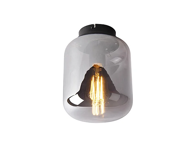 Plafonnier design noir avec verre fumé - Bliss