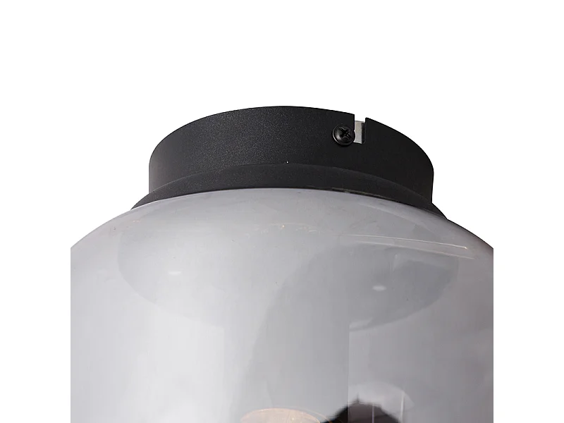 Plafonnier design noir avec verre fumé - Bliss
