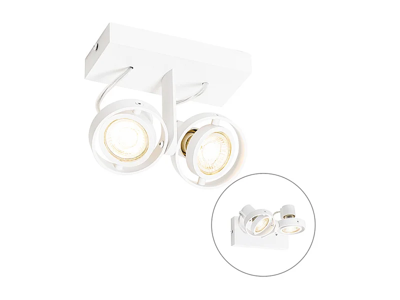 Spot de plafond moderne blanc 2 lumières GU10 50mm - Master