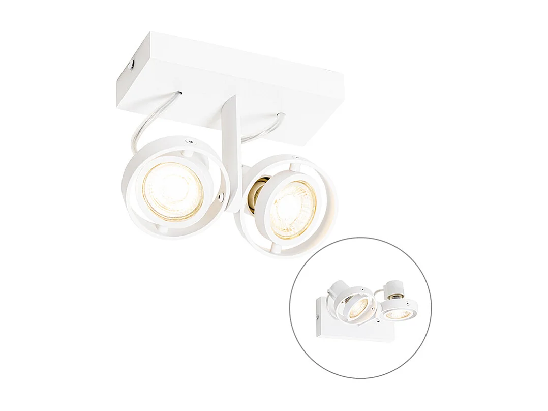 Spot de plafond moderne blanc 2 lumières GU10 50mm - Master